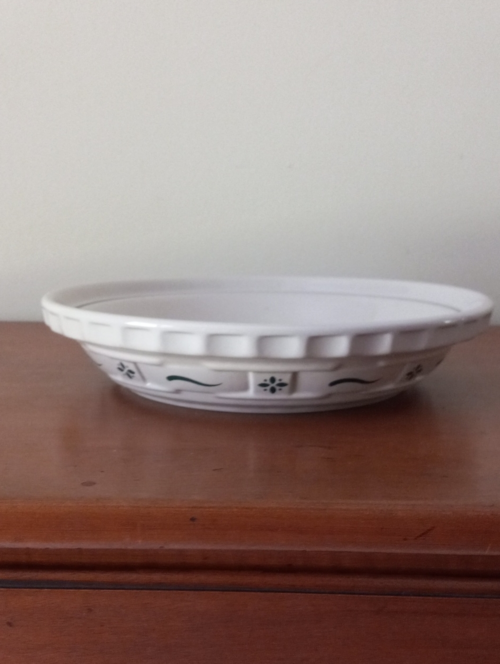 Longaberger "Woven Traditions" Green Cream 10" Pie Dish
